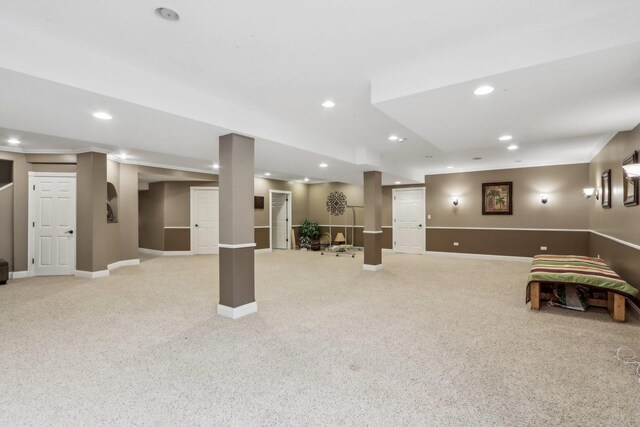 24 Wood Oaks Dr, South Barrington, IL 60010 - below grade area with carpet floors, baseboards, and recessed lighting