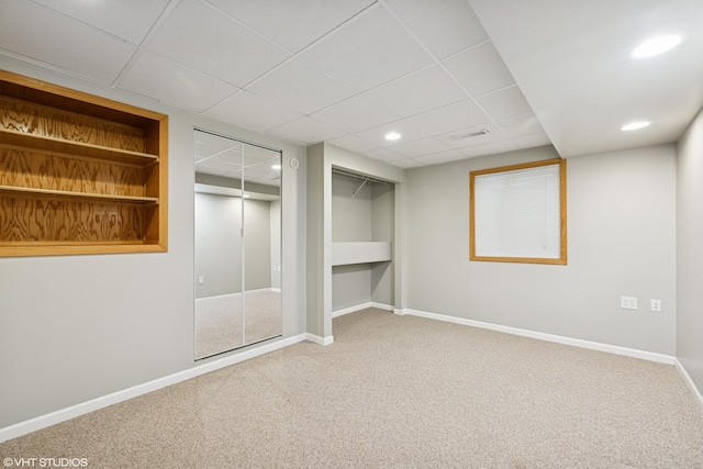 11 Litchfield Ct, Lake In The Hills, IL 60156 - unfurnished bedroom with carpet flooring, a paneled ceiling, recessed lighting, and a closet