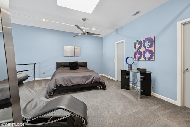 616 W Fulton St Unit 703, Chicago, IL 60661 - bedroom with a skylight, carpet, and ceiling fan