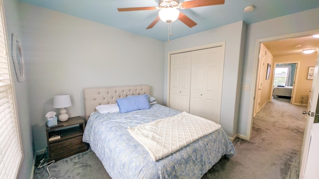 3908 Summer Sage Ct, Champaign, IL 61822 - bedroom featuring carpet floors, a closet, and ceiling fan