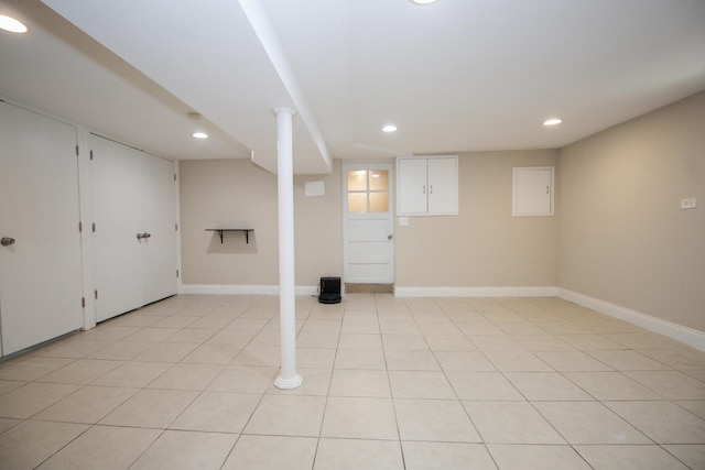 5236 W Nelson St, Chicago, IL 60641 - finished basement featuring recessed lighting and light tile patterned floors