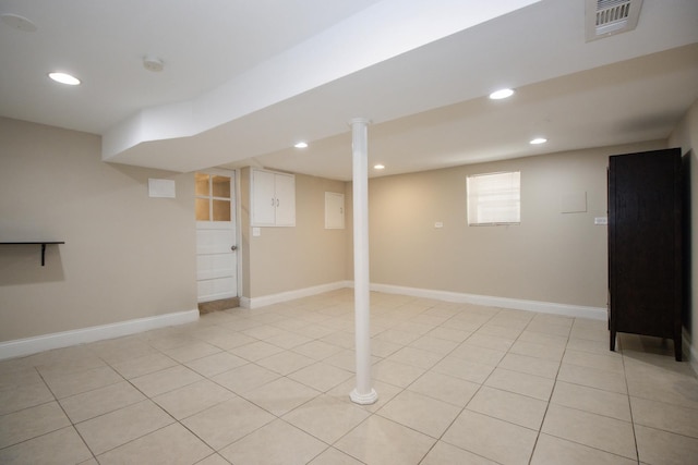 5236 W Nelson St, Chicago, IL 60641 - finished below grade area with recessed lighting and light tile patterned floors