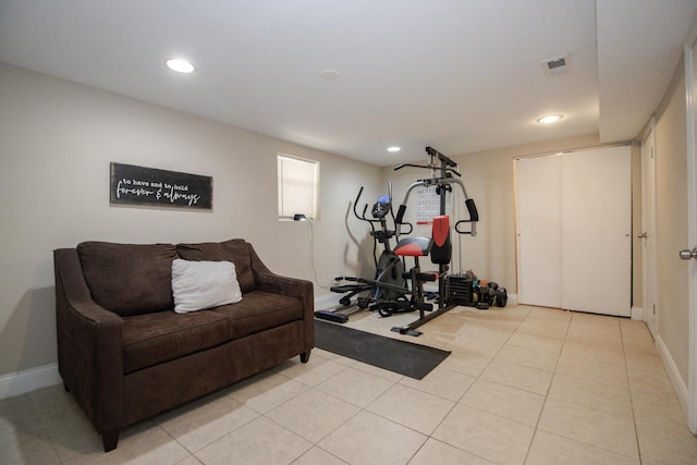 5236 W Nelson St, Chicago, IL 60641 - exercise area featuring light tile patterned floors and recessed lighting