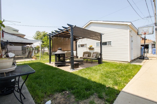 5236 W Nelson St, Chicago, IL 60641 - fenced backyard featuring outdoor lounge area, a pergola, and a patio