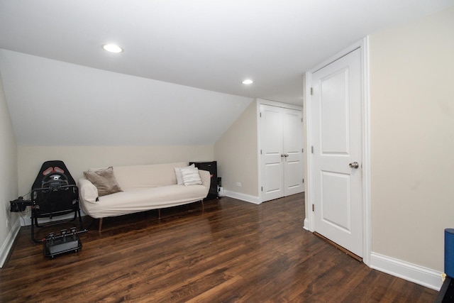 5236 W Nelson St, Chicago, IL 60641 - living area with wood finished floors, vaulted ceiling, and recessed lighting