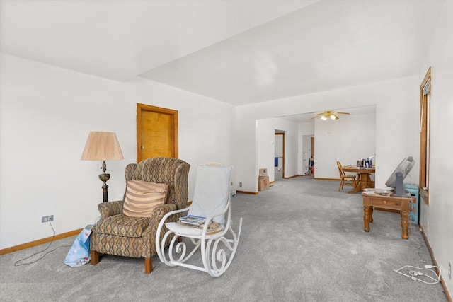 415 Fremont St, Lemont, IL 60439 - sitting room with carpet floors, baseboards, and ceiling fan