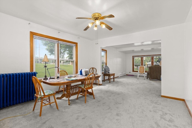 415 Fremont St, Lemont, IL 60439 - dining area with radiator, plenty of natural light, ceiling fan, and a baseboard radiator