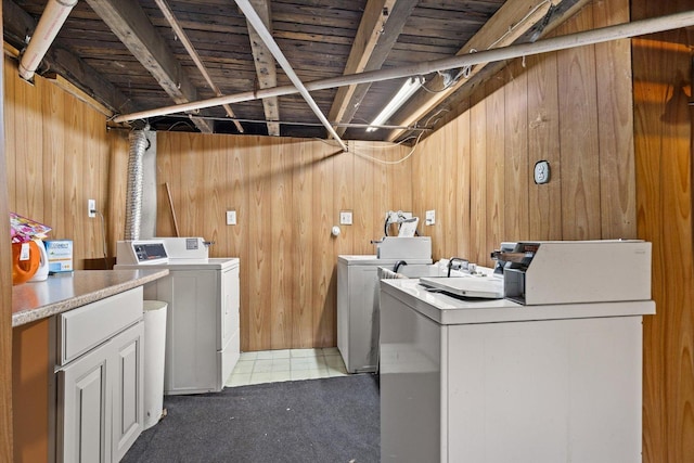 415 Fremont St, Lemont, IL 60439 - laundry room with washer and dryer and wooden walls