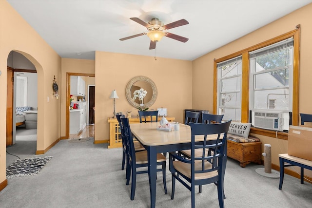 415 Fremont St, Lemont, IL 60439 - dining area with ceiling fan, cooling unit, baseboards, and light colored carpet
