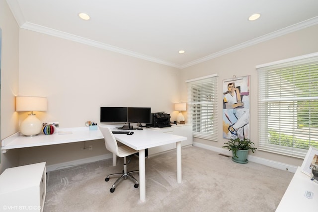 400 Saint Andrews Ln, Gurnee, IL 60031 - carpeted office featuring crown molding and recessed lighting