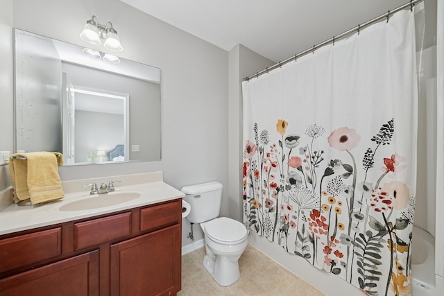 6518 Lilac Blvd, Hanover Park, IL 60133 - full bath with vanity, tile patterned floors, and a shower with curtain
