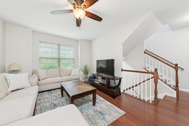 6518 Lilac Blvd, Hanover Park, IL 60133 - living area featuring wood finished floors and ceiling fan