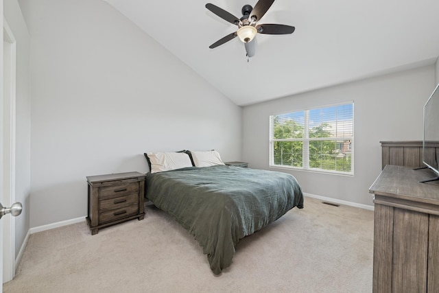 6518 Lilac Blvd, Hanover Park, IL 60133 - bedroom with light carpet, lofted ceiling, and ceiling fan
