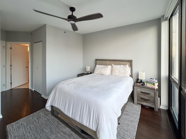 210 S Desplaines St Unit 1410, Chicago, IL 60661 - bedroom with dark wood-style flooring and ceiling fan