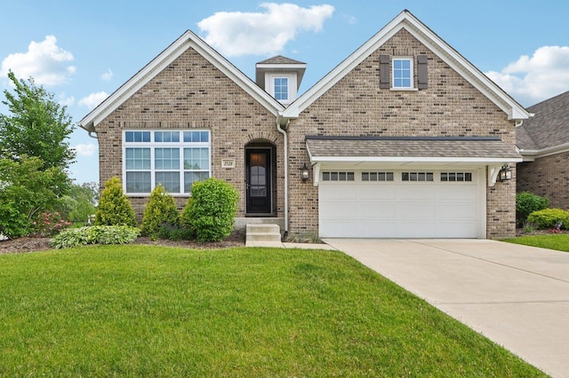 1518 128th St, Lemont, IL 60439 - traditional-style house with a front yard, brick siding, concrete driveway, and a garage