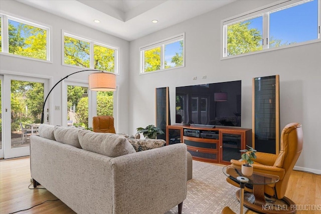 1614 Orth Dr, Wheaton, IL 60189 - living room with a towering ceiling, wood finished floors, and recessed lighting