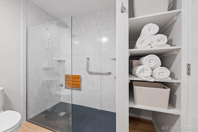 1614 Orth Dr, Wheaton, IL 60189 - bathroom with a walk in shower and wood finished floors
