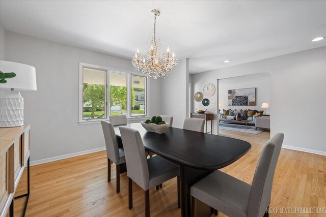 1614 Orth Dr, Wheaton, IL 60189 - dining room featuring a chandelier, light wood finished floors, and recessed lighting
