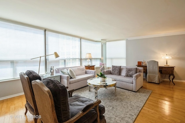 110 E Delaware Pl Unit 1501, Chicago, IL 60611 - living area with plenty of natural light, light wood-style flooring, and crown molding