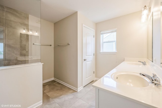 433 Minuet Cir, Volo, IL 60073 - full bathroom featuring double vanity, a walk in shower, and tile patterned flooring