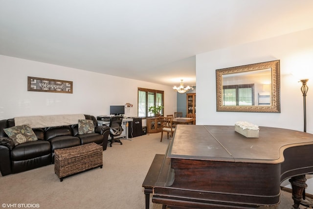 1233 Timber Pl, New Lenox, IL 60451 - living area with a chandelier, carpet flooring, and a desk