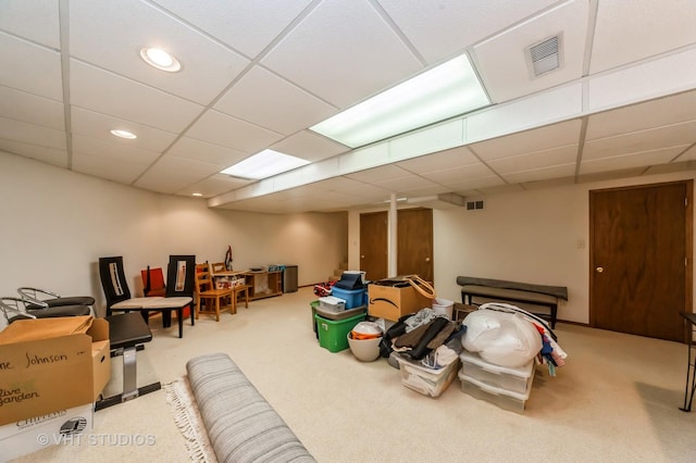 75 Willow Pkwy, Buffalo Grove, IL 60089 - finished basement with carpet floors, a drop ceiling, and recessed lighting