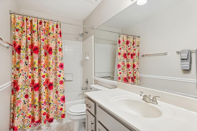 4643 Rolling Hills Dr, Lake In The Hills, IL 60156 - bathroom with shower / tub combo, vanity, and marble look tiles