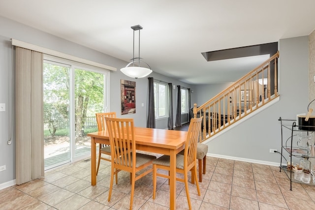1216 Barlina Rd, Crystal Lake, IL 60014 - dining area featuring stairway and light tile patterned floors