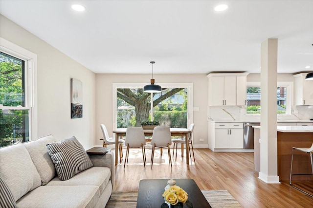 114 S Waverly Pl, Mount Prospect, IL 60056 - living area with healthy amount of natural light, light wood-type flooring, and recessed lighting