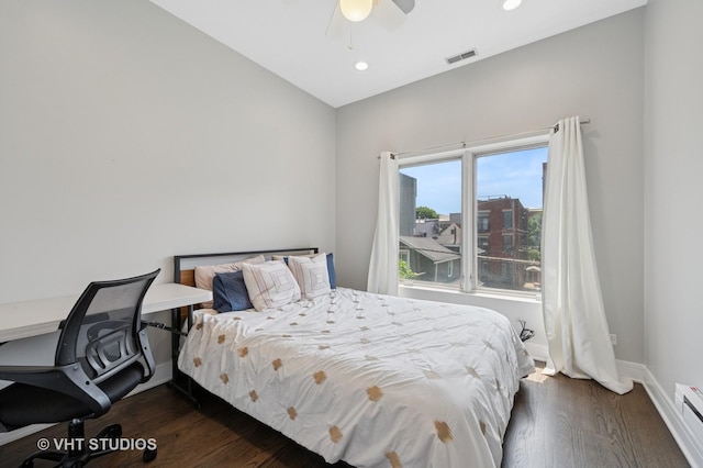 1645 W Erie St Unit 2, Chicago, IL 60622 - bedroom featuring wood finished floors, recessed lighting, baseboard heating, ceiling fan, and lofted ceiling