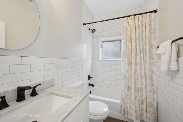 1645 W Erie St Unit 2, Chicago, IL 60622 - bathroom with tile walls, shower / bathtub combination with curtain, and vanity