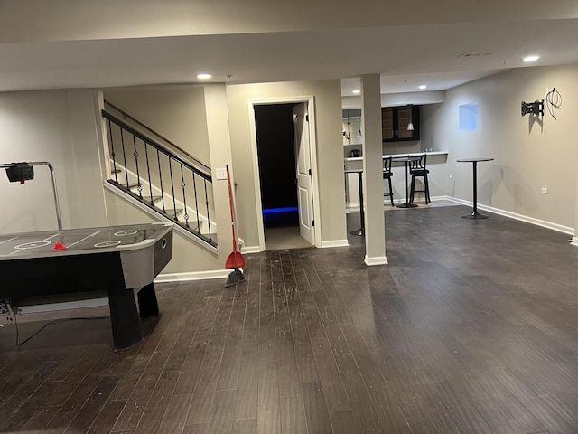 4429 203rd St, Matteson, IL 60443 - recreation room with baseboards, wood finished floors, and recessed lighting