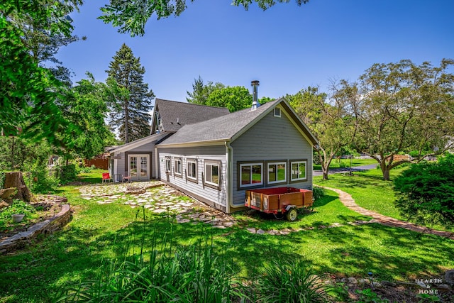 275 S Mchenry Ave, Crystal Lake, IL 60014 - back of house with a lawn, french doors, and a shingled roof