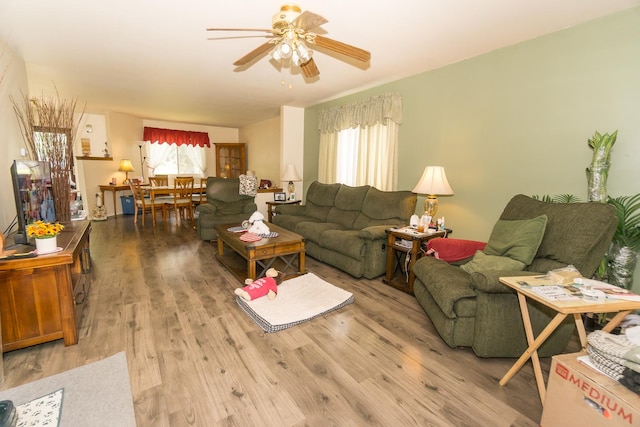 215 Chase Ct, Bolingbrook, IL 60440 - living area featuring plenty of natural light, ceiling fan, and wood finished floors