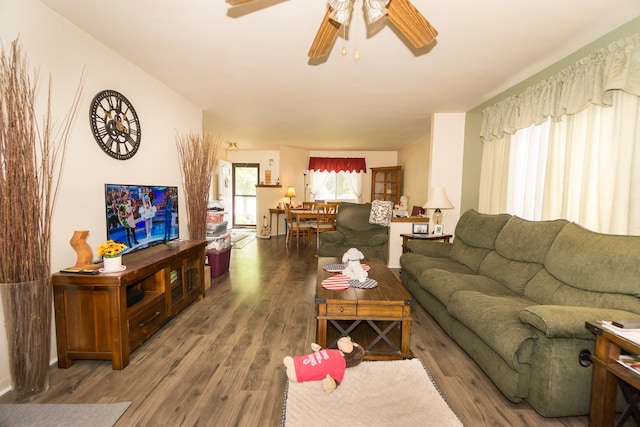 215 Chase Ct, Bolingbrook, IL 60440 - living room featuring a ceiling fan and wood finished floors