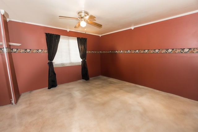 215 Chase Ct, Bolingbrook, IL 60440 - spare room with a ceiling fan, ornamental molding, and light colored carpet