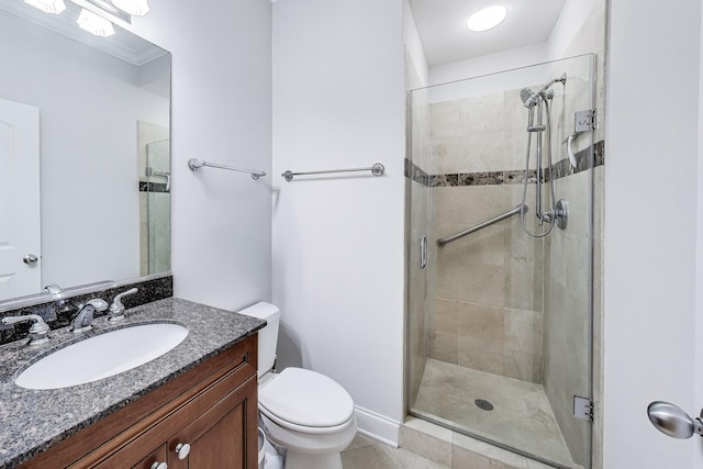5021 N Kenmore Ave Unit 1S, Chicago, IL 60640 - bathroom featuring a stall shower, vanity, and tile patterned flooring