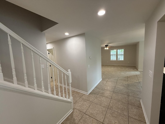 320 S Marguerite St, Coal City, IL 60416 - hallway featuring tile patterned floors, baseboards, recessed lighting, carpet, and stairs