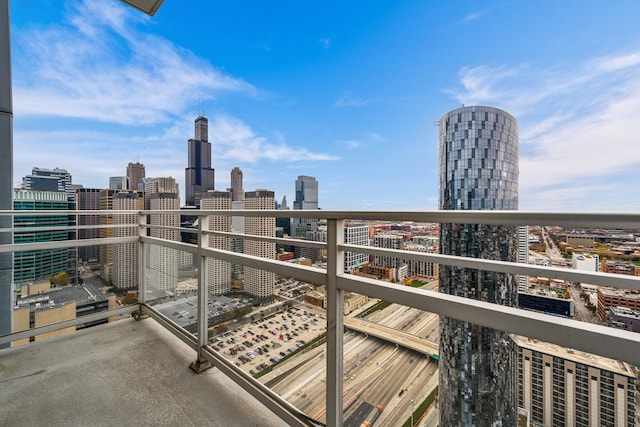 balcony with a skyline view