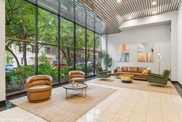 2754 N Hampden Ct Unit 2002, Chicago, IL 60614 - lobby with floor to ceiling windows and a high ceiling