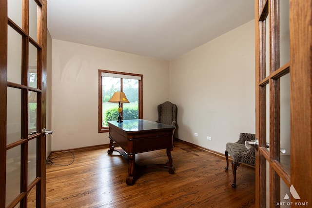 10801 Jillian Rd, Orland Park, IL 60467 - office area featuring wood finished floors, baseboards, and french doors
