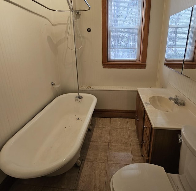 3054 N Kedzie Ave Unit 1F, Chicago, IL 60618 - full bath featuring toilet, a soaking tub, vanity, and tile patterned floors