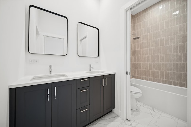 1333 E Madison Park, Chicago, IL 60615 - full bath featuring marble finish floors, double vanity, and tub / shower combination