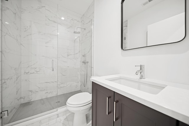 1333 E Madison Park, Chicago, IL 60615 - full bath featuring marble finish flooring, vanity, and a marble finish shower