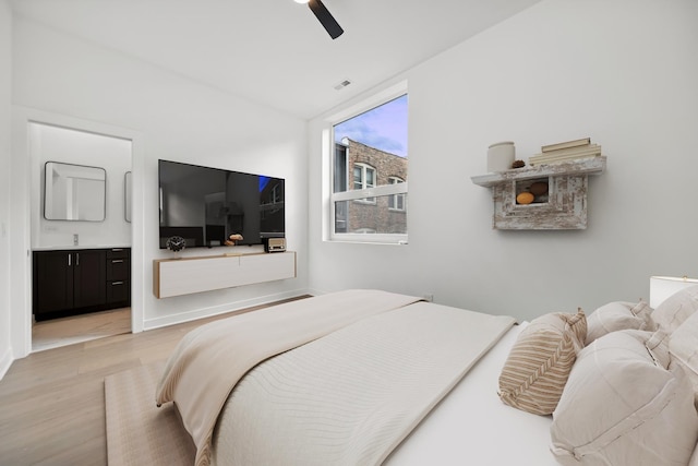 1333 E Madison Park, Chicago, IL 60615 - bedroom featuring light wood finished floors, ensuite bathroom, and ceiling fan