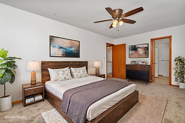 1635 N 4012th Rd, Earlville, IL 60518 - bedroom with light carpet and ceiling fan