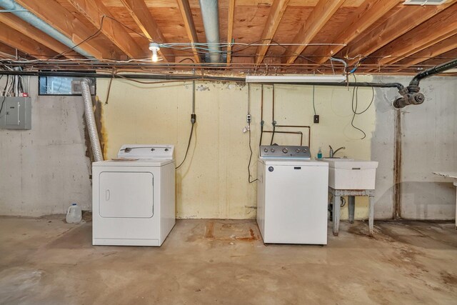 1635 N 4012th Rd, Earlville, IL 60518 - below grade area featuring electric panel and separate washer and dryer