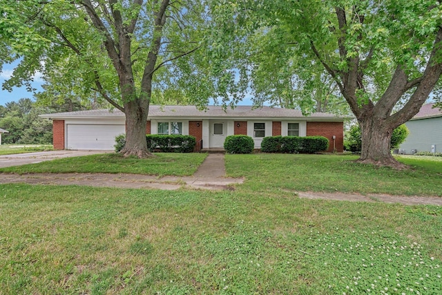 1635 N 4012th Rd, Earlville, IL 60518 - single story home with brick siding, an attached garage, driveway, and a front lawn