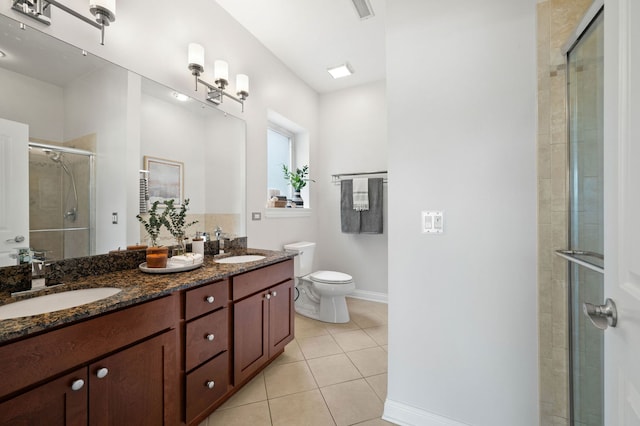 2847 N Pulaski Rd Unit 3S, Chicago, IL 60641 - bathroom featuring double vanity, tile patterned floors, and a shower stall
