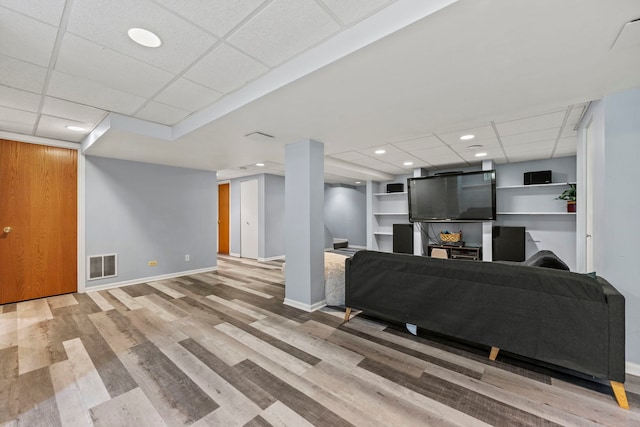 1132 Locust Ct, Bartlett, IL 60103 - living area with a drop ceiling, wood finished floors, and recessed lighting